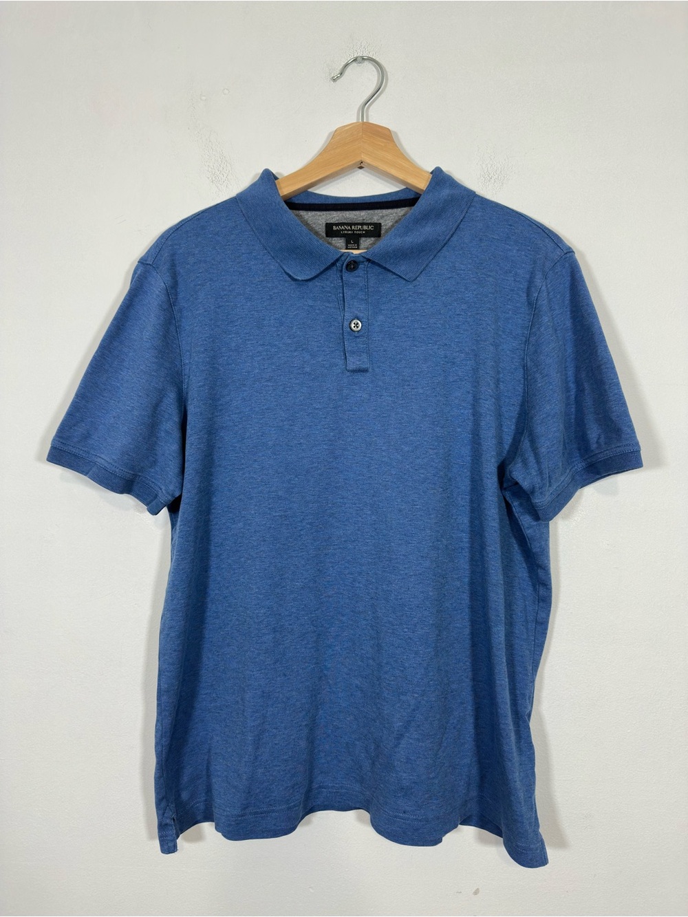 Banana Republic Men's Luxury Touch Polo Shirt Size L Blue Classic Casual Preppy